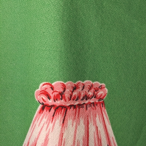 New Vintage Tea Towel Green Pink Florida Colours Plants Baskets Circa 1950 - Picture 6 of 12